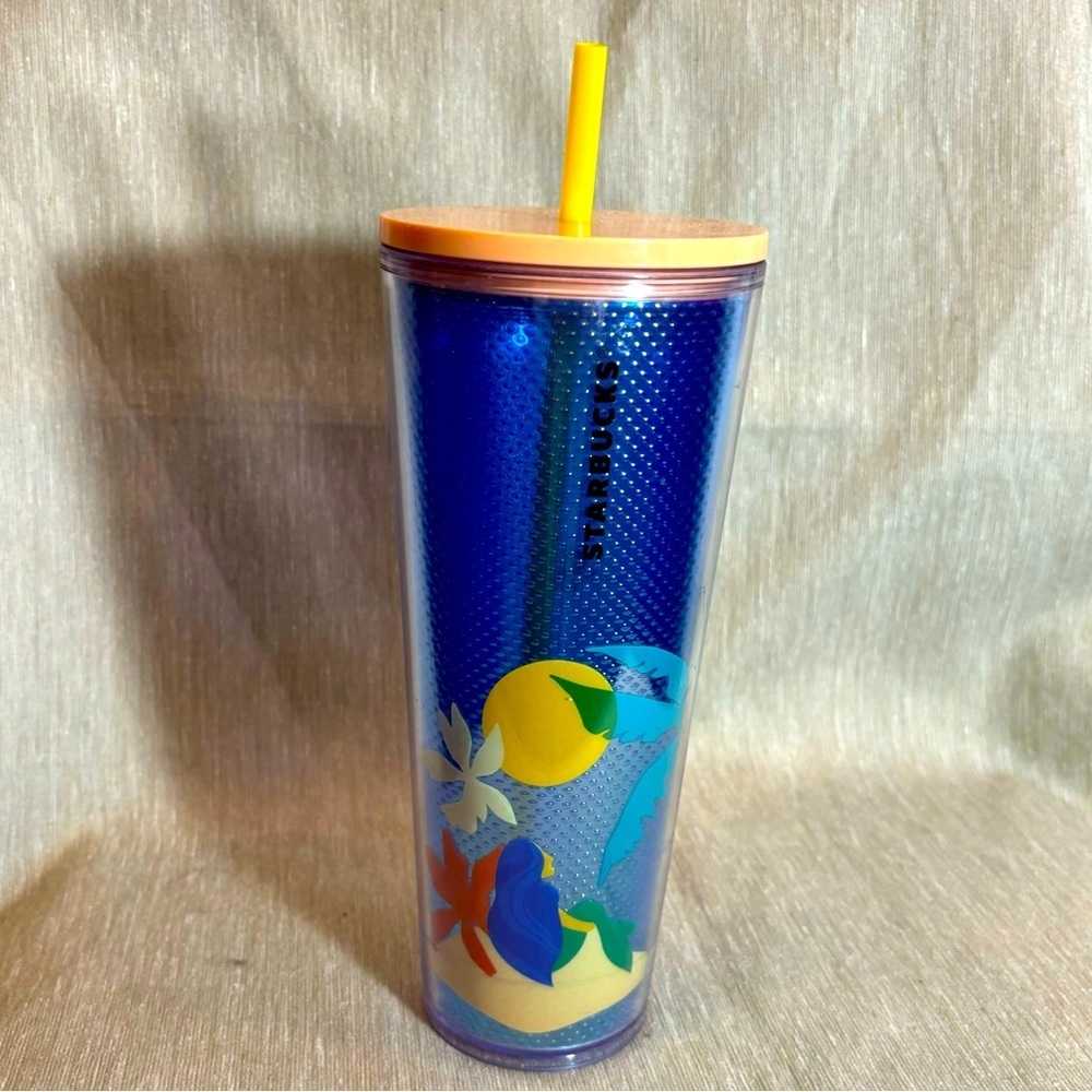 STARBUCKS Mermaid on Beach Tropical Island Cold Cup Tumbler 24 oz NEW WITH TAG